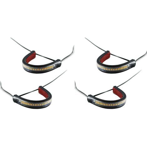 4X Flexible Switchback Bicolore Blanc et Ambre Moto LED Fourche Clignotant DRL Feux de Jour étanche (1/2)
