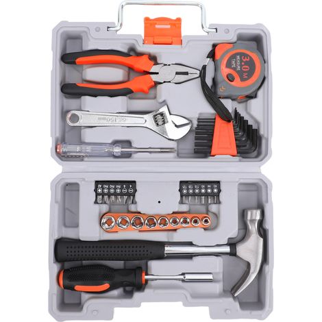 Kit di attrezzi per auto e per la casa, scatola base per appassionati di auto e riparazioni domestiche, 35 pezzi, 8035 Arancione. (1/5)