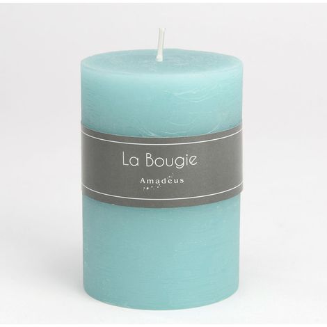 Amadeus - Bougie petit Cylindre 7 x 10 cm  bleu azur (lot de 6)