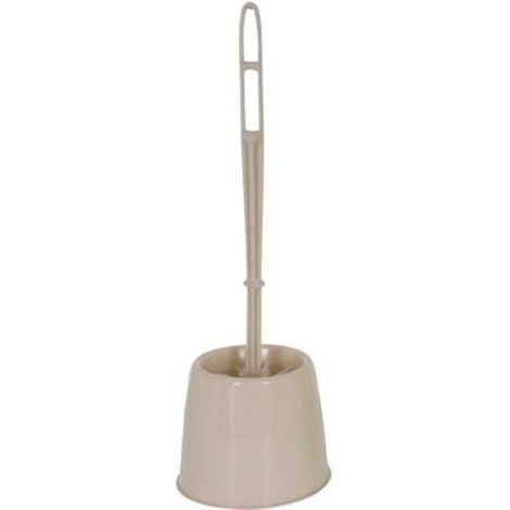 Brosse de WC - Manche en Acier Inoxydable - Design Compact - Ø13 x 41,5 cm - Couleur Beige - Accessoire Pratique pour Salle de Bain - Stockage Facile (1/2)