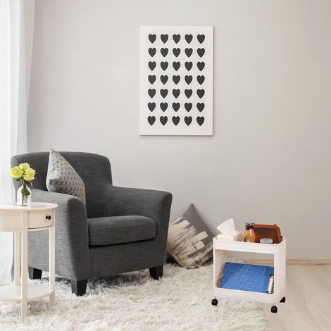 Étagère mobile à roulettes, flexible et résistante, idéale pour optimiser l'espace et offrant un rangement durable au bureau (2 niveaux). (1/5)