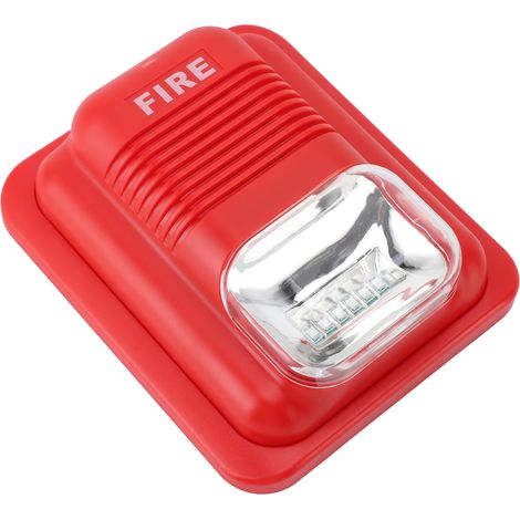 Alarme incendie sonore et visuelle 12V/24V avec sirène d'avertissement LED ultra-puissante intégrée pour bâtiments résidentiels. (1/5)