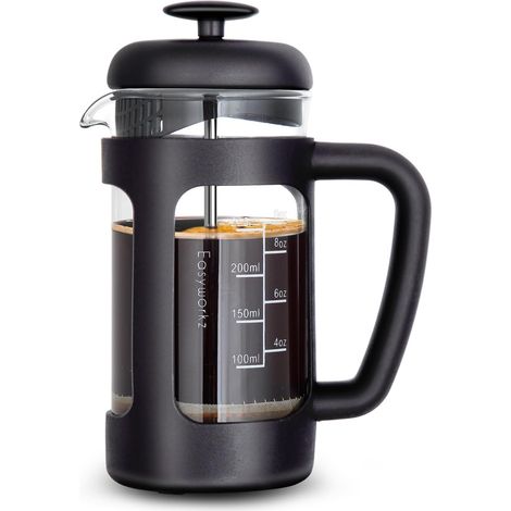 Cafetière à piston, verre borosilicate résistant à la chaleur,350ml,Noir (1/5)