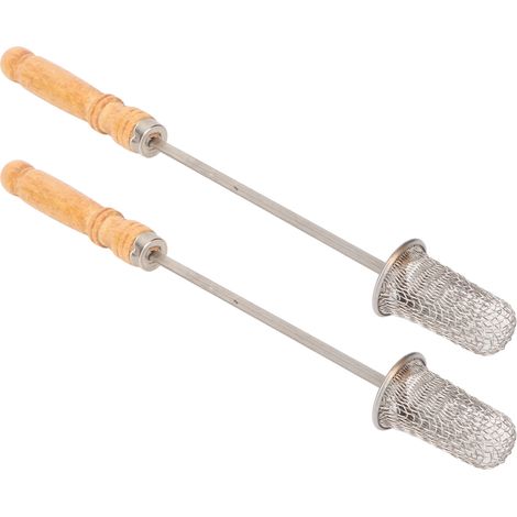 Tige d'allumage ventouse en acier inoxydable, tête coton, manche bois, lot de 2, réutilisable, traditionnel, pour thérapie ventouses (1/5)