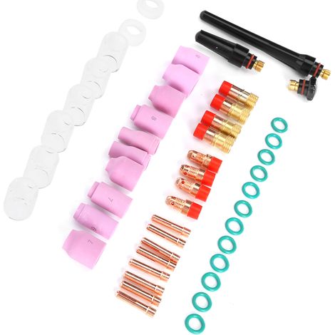 Kit de soudage TIG 49 pièces : pinces, buses en céramique et coupelles de rechange pour torches WP17, 18, 26 et 150-250 A. (1/5)