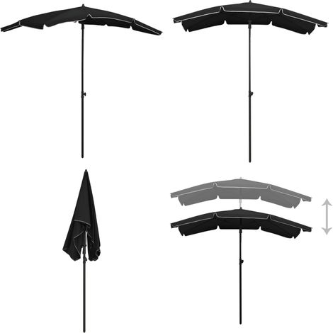 Sonnenschirm mit Mast 200x130 cm Schwarz - Gartenschirm - Sonnenschutz - Terrasse - Outdoor - Polyester - Home & Living (1/5)