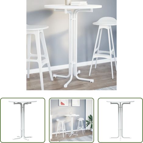 Bois d'ingénierie - Table de bar blanc Ø80x110 cm bois d'ingénierie et acier (1/5)