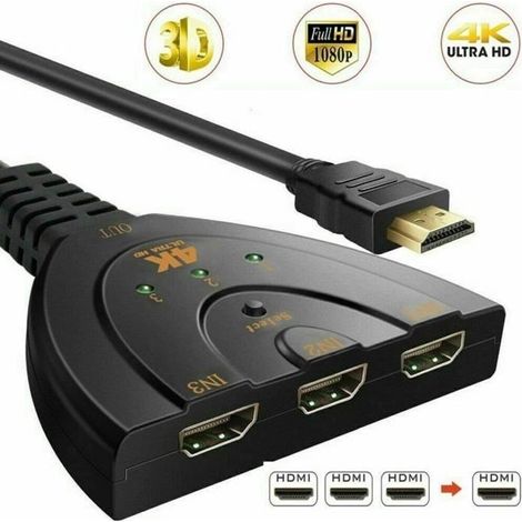 Hdmi Répartiteur Switch Commutateur 3 Entrées 1 Sortie Splitter Avec Cable (1/4)