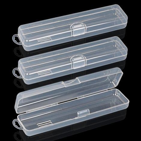 3er-Set Besteckkästen – Wiederverwendbarer, transparenter Kunststoff – Tragbare Aufbewahrung (20 cm) – Ideal für Reisen, Camping und Schule – Kompaktes Weiß (1/5)