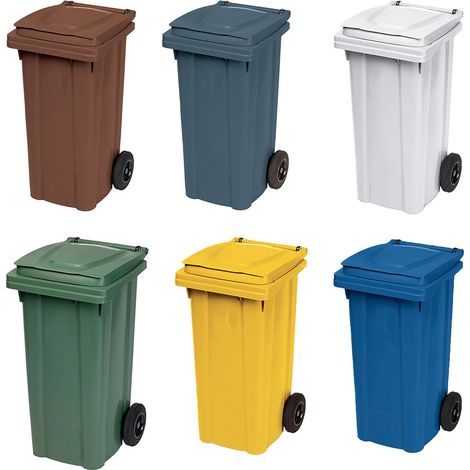 Bidone carrellato con ruote set2 Pattumiera Grande 120 LT raccolta differenziata da pub bar ristoranti giardino casa in plastica (1/5)