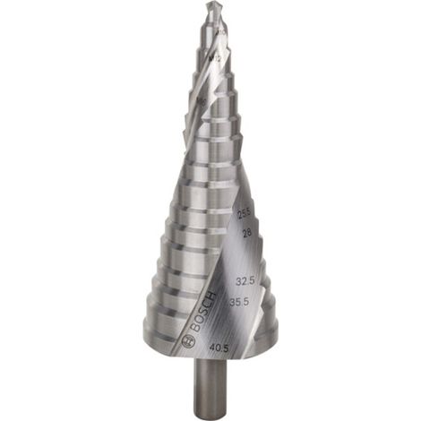 Foret étagé HSS pour presse-étoupes, M10-M40, 10 mm, 125,5 mm, 16 pas (1/5)