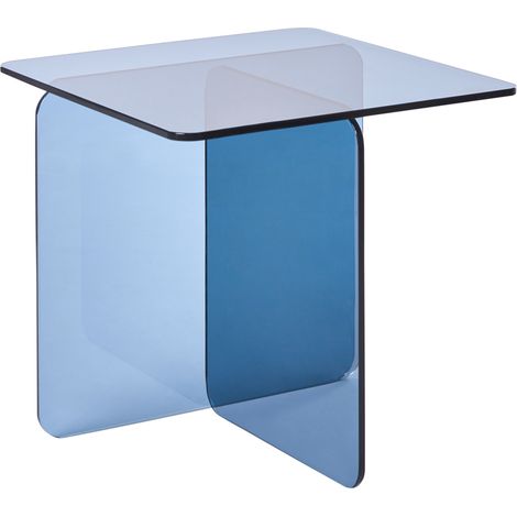 Mesa auxiliar de vidrio templado abstracto sala de estar 46 x 50 cm azul Amisk