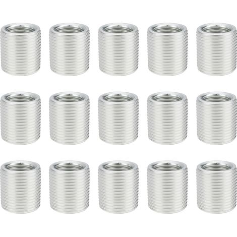 Lot de 15 manchons réducteurs de filetage M14 à M10 x 1,0 15 mm de long en acier zingué pour réparation de tuyaux de lampe (1/5)