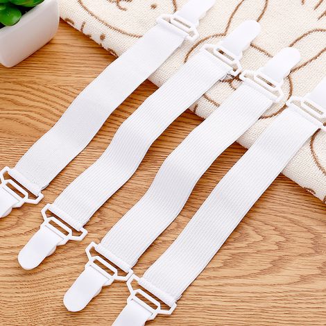 Set di 4 fermagli elastici in nylon, 23 cm - Clip antiscivolo per lenzuola e piumoni - Pratico accessorio per la biancheria da letto (1/4)