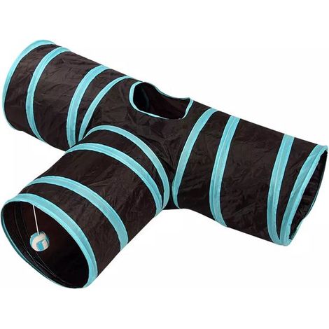 Tunnel de jeu pour chat et lapin – Forme en T – Repliable – Jouet interactif – Stimule l’activité (1/5)