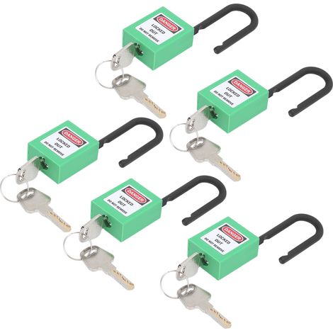 Lot de 5 dispositifs de verrouillage de sécurité de 38 mm (1,5 po) pour l'isolation technique, antidérapants et adaptés aux usines, chantiers de construction, hôpitaux et industries chimiques (vert). (1/5)