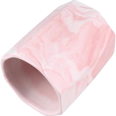 Porte-stylo marbré, porte-crayons en céramique, compatible avec les crayons, octogonal rose (1/4)