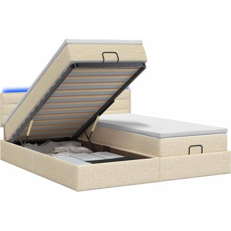 Maison Exclusive - Letto Ottomano con Materasso e LED Crema 200 x 200 cm Tessuto (1/5)