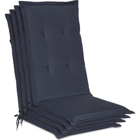 Beautissu 4er Set Hochlehner Auflagen Loft HL 120x50x6cm Dunkelblau