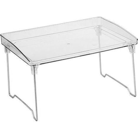 Rack de Rangement Empilable Transparent pour Maquillage, Cuisine ou Bureau, Plateau Organisateur Plastique à Niveau Unique (1/5)