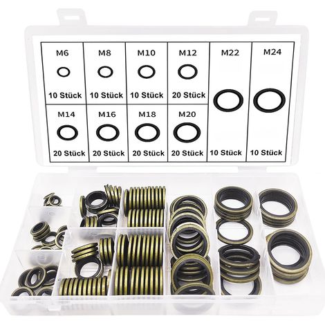 CCYKXA Packung mit 150 Hydraulikdichtungen M6-M24 Gummi-Öldichtungsringe Flachscheiben für Schraubenabdichtung (1/5)