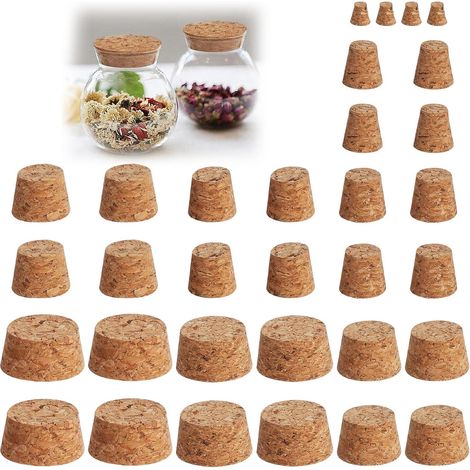 Set mit 32 konischen Korken, 8 Größen wiederverwendbarer Weinkorken, Korken für Flaschen, Gläser, Labor- und DIY-Projekte, natürliche konische Korken zum Selbermachen (1/5)