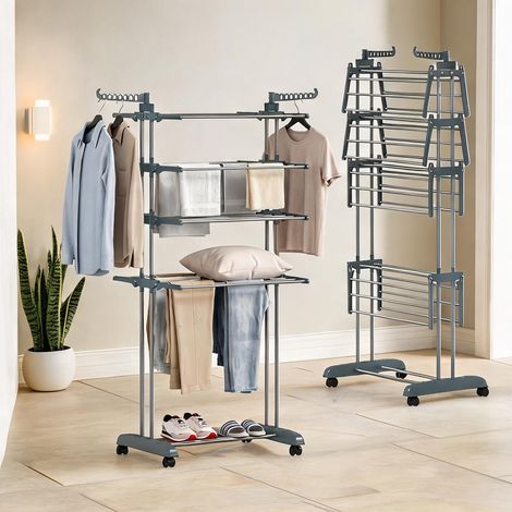 SunJet Porte-manteau, vestiaire sur pied, Étendoir à linge roulant - Réf. I5SXUCLSLM74 (1/5)