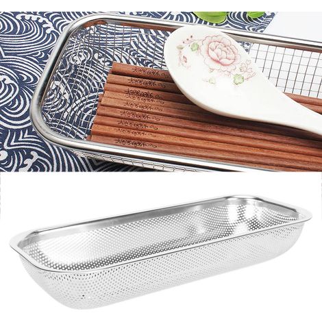 Panier à baguettes en acier inoxydable, porte-couteaux et porte-cuillères, panier de rangement, égouttoir, modèle perforé (1/5)
