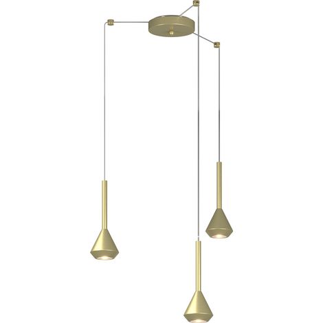Lampadario Moderno Aygo Metallo Ottone 3 Luci Gu10