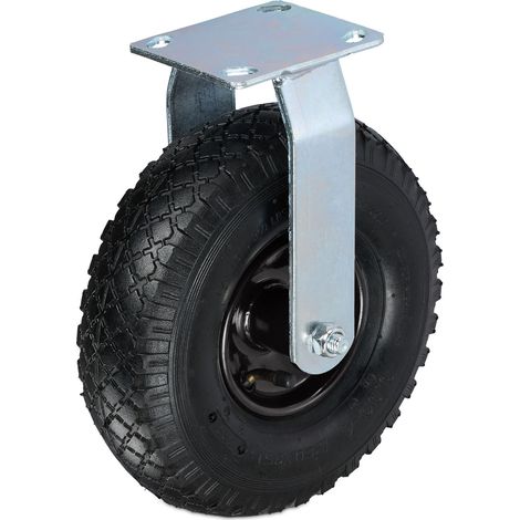Relaxdays Ruota per carrello 3,00-4, portata 120 kg, gomma, piastra in acciaio, pneumatico, nero