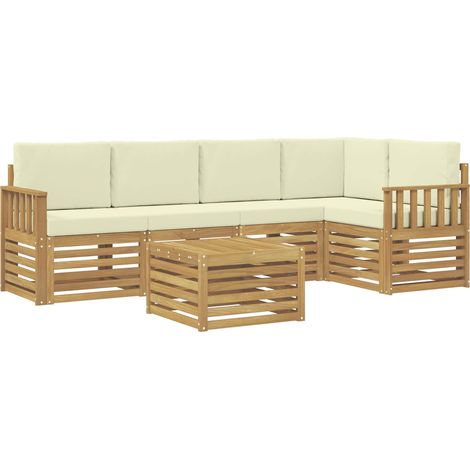 Ensemble de canapés d'extérieur 6 pc Blanc et crème Polyester vidaXL