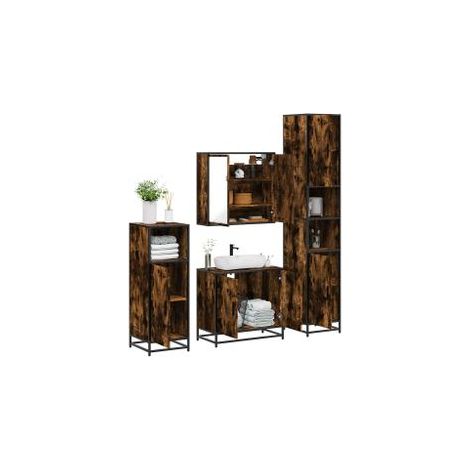 Ensemble meubles salle de bain 4 pcs chêne fumé bois ingénierie (1/5)