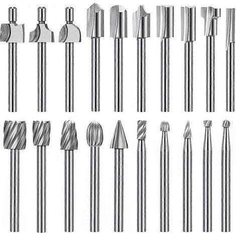 20-teiliges Set aus 1/8-Zoll-Hartmetall-Gravierspitzen mit 24 Zähnen für Dremel-Elektroschleifer (1/5)