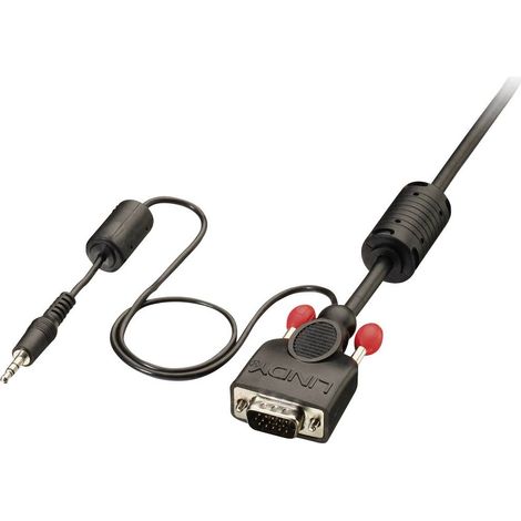 Câbles et adaptateurs audio vidéo LINDY VGA and Audio Cable M/M Black 10m 15 Way M/M and 3.5mm Stereo M/M DDC (1/2)