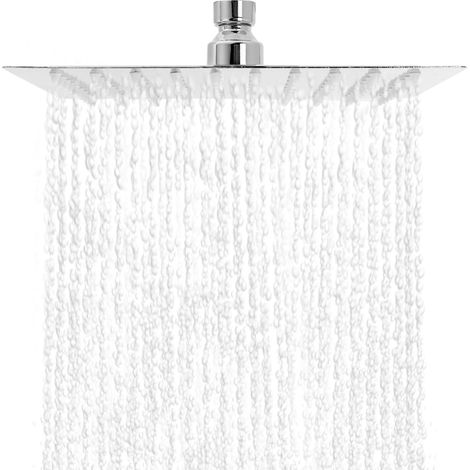 ® 20CM Pommeau de Douche Inox Finition Chromée - Économie d'Eau 30%, Ultra Fin et Inclinable, Accessoire Standard, Facile à Remplacer (1/5)
