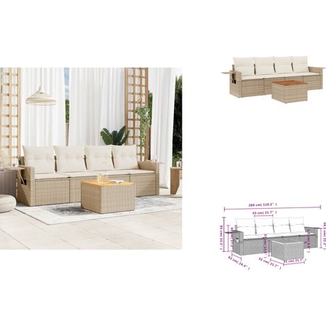 Salon de jardin avec coussins 5 pcs beige résine tressée - Ensemble Salon Jardin - Meuble Extérieur - Résine Tressée - Rotin Synthétique - Mobilier De Jardin (1/3)