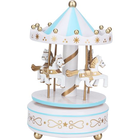 Karussell-Spieluhr – Geschenk zum Geburtstag, zu Weihnachten, zur Hochzeit oder als Dekoration – Blau (1/5)