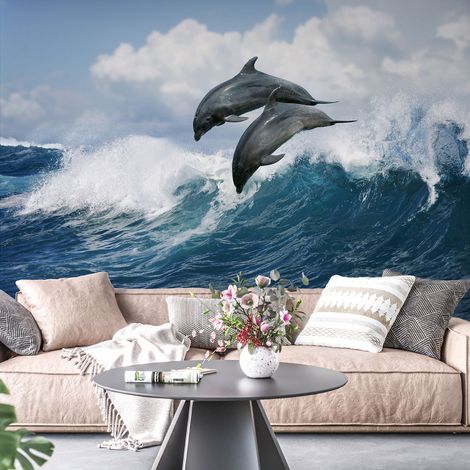 Papier peint panoramique - Dauphins - 130 cm x 87 cm (1/4)