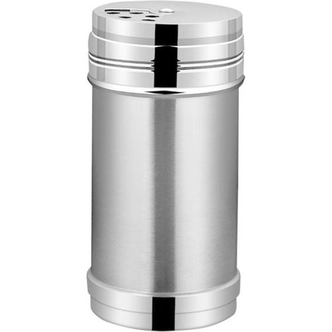 Flacon à épices/assaisonnement/distributeur de condiments en acier inoxydable avec couvercle rotatif, 3 orifices de dosage, récipient de rangement et porte-cure-dents (1/5)