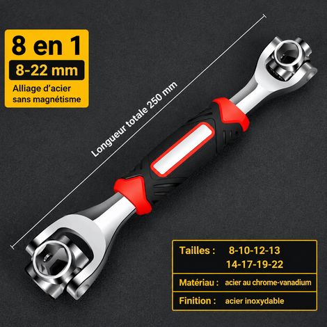 Clé à douille universelle 48 en 1 rotative 360° 8-22 mm en acier Cr-V 8-22 48 réf 5852 25 × 5 × 4,5 cm 850 g – Livraison gratuite