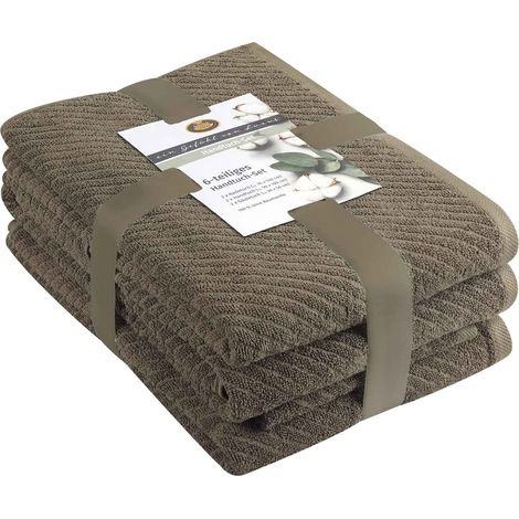 Set Serviette Éponge, 2 Serviettes (50 x 100 cm), 2 Serviettes de douche (70 x 140 cm) et 2 serviettes pour invités (30 x 50 cm), 100% Coton, 480 g/m² - Marron chocolat (1/5)