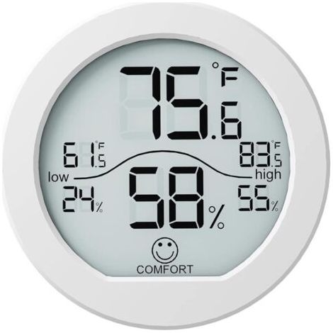Thermomètre hygromètre numérique, étalonnage de précision, capteur de température LCD, avec enregistrement maximum et minimum, blanc (1/5)