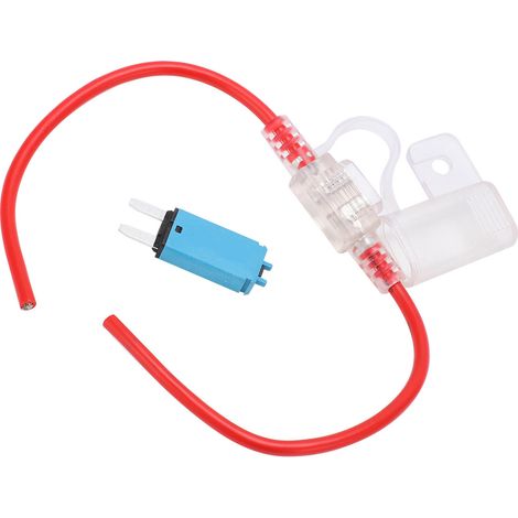 Porte-fusible de 31,5 cm avec fusible T3 à réarmement manuel 15 A, couvercle transparent étanche, calibre 12 AWG, pour voiture, camion et camping-car. (1/5)