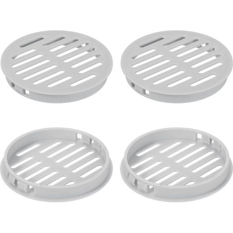 4Pcs Grille de Ventilation Ronde en Plastique, Diamètre Encastrement 80mm Hauteur 11.3mm Grille d'aération, Bouches d'aération pour Armoire Plafond Mur Fenêtre, Gris Clair (1/5)