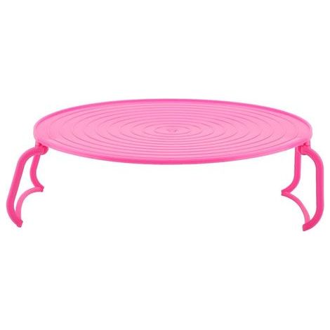 RGE Support de plateau pour micro-ondes, cuiseur vapeur en plastique multifonctionnel, support de vapeur en couches pour micro-ondes, support pour ustensiles de cuisson (rose) (1/5)