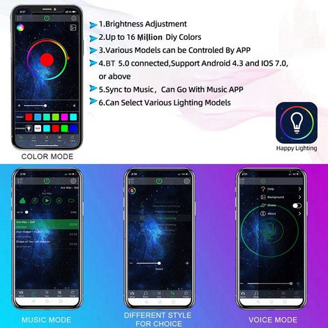 Lumières LED multicolores, 4 pièces, réglage de la luminosité, étanche, avec application BT, fonction de synchronisation musicale, pour SUV, ATV, UTV (1/5)