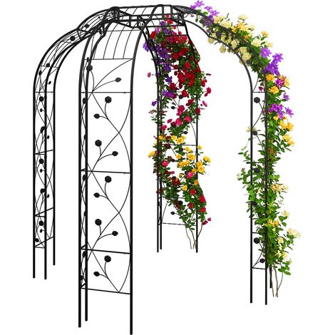 Relaxdays Rose Arbour, metal, HxWxD: 250 x 199 x 199 cm, garden arch for climbing plants, black