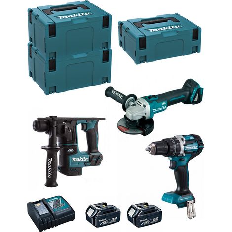 MAKITA Kit MK309RTJ (DHR171 + DHP484 + DGA504 + 2 x 5,0 Ah + DC18RC + MAKPAC 2 + 2 x MAKPAC 3)