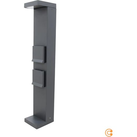 [NEUWERTIG] B-Ware Deko Light Energieverteiler Steckdose Pollerleuchte Led Außen Grau Lerna 60 Cm