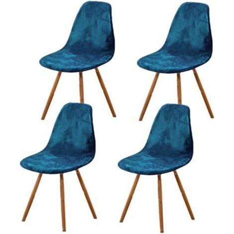 Scandinavian chair covers, set of 4, stretchable dining room chair covers, universal blue velvet chair covers without armrests for living room, kitchen and lounge area